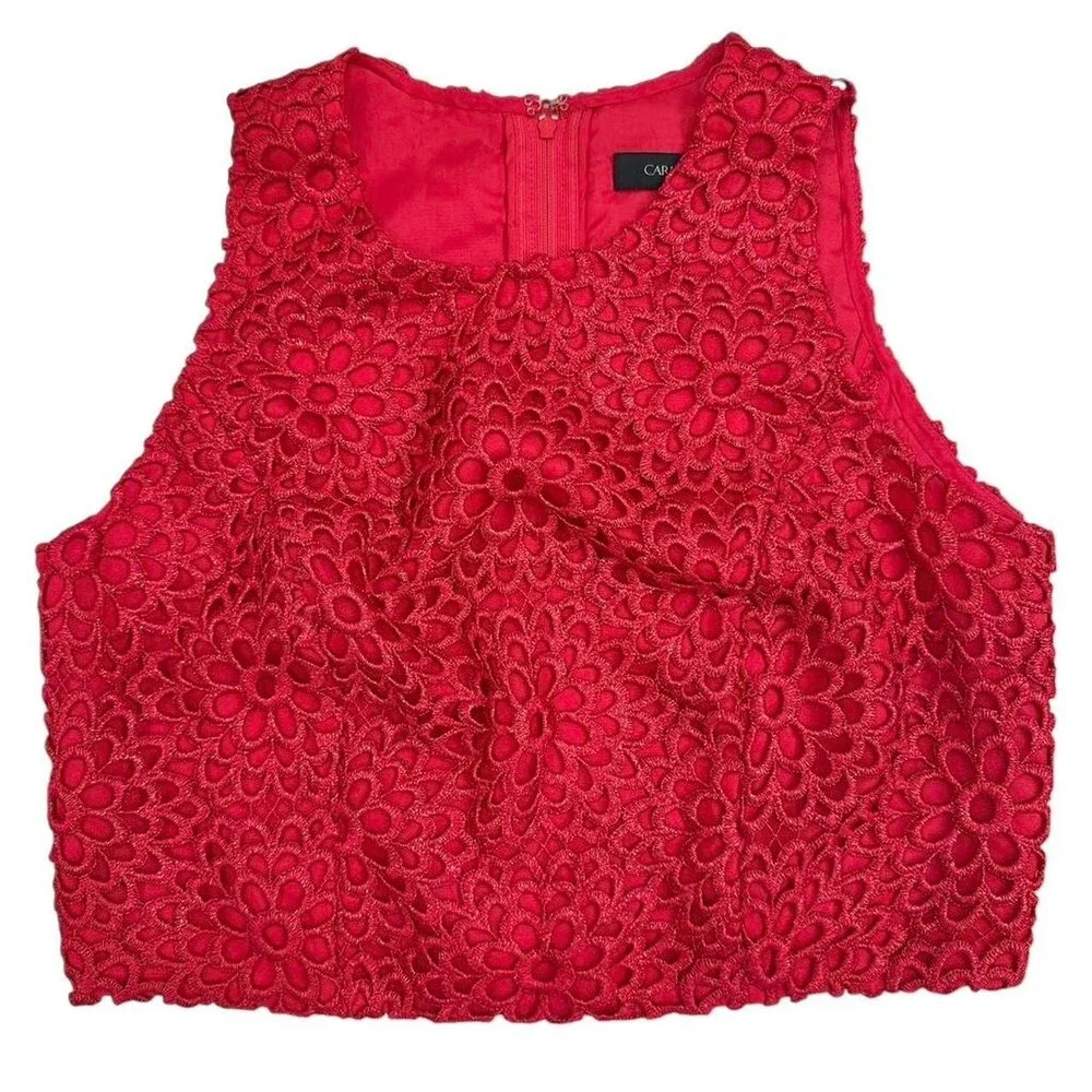 Carmen Marc Valvo Women's Red Crop Top - Picture 2 of 7